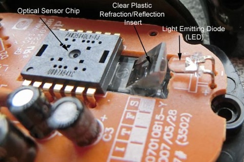 Top side of mouse PCB
